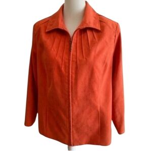 TanJay Orange Faux Suede Zip-Up Blazer Western Jacket Womens Plus Size 18W